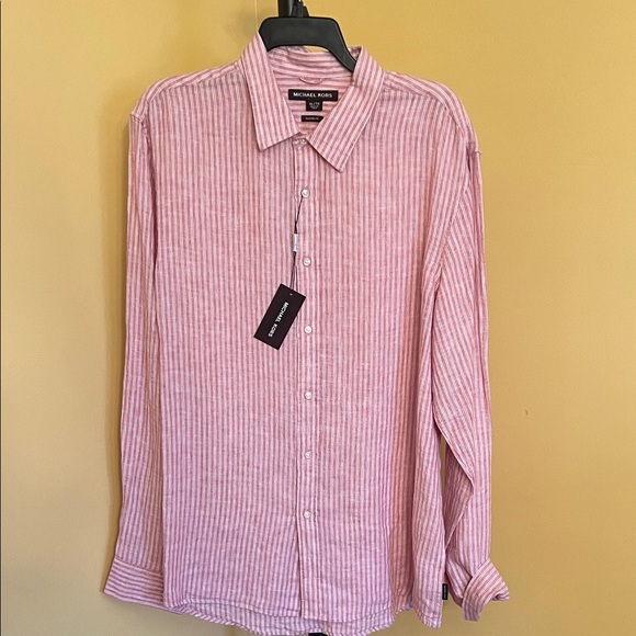 Michael Kors Other - Michael Kors Men's Dusty Rose and White Striped Button-Down Shirt Classic NWT XL
